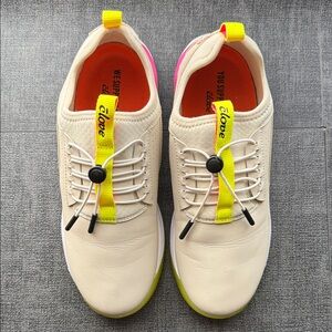 Clove Women’s Forte Cream Sneakers W/Yellow & Pink Accents - Size 10.5